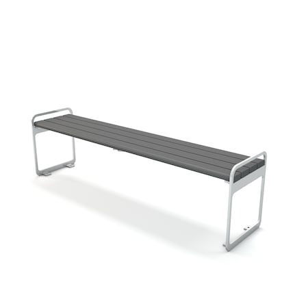 Frog Furnishings Gray 6' Plaza Backless Bench with Silver Frame PB 6GRASFPLZBAC